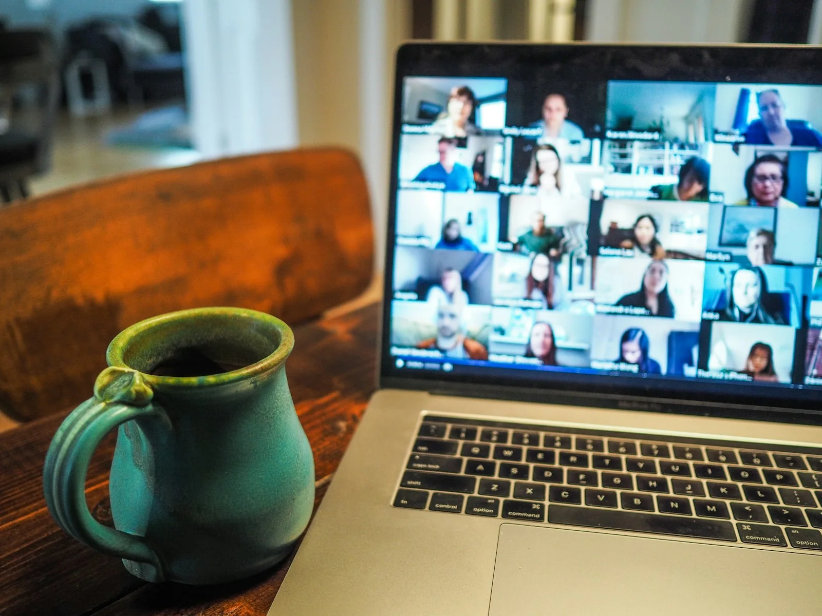 Person on a video call, illustrating long-distance connection